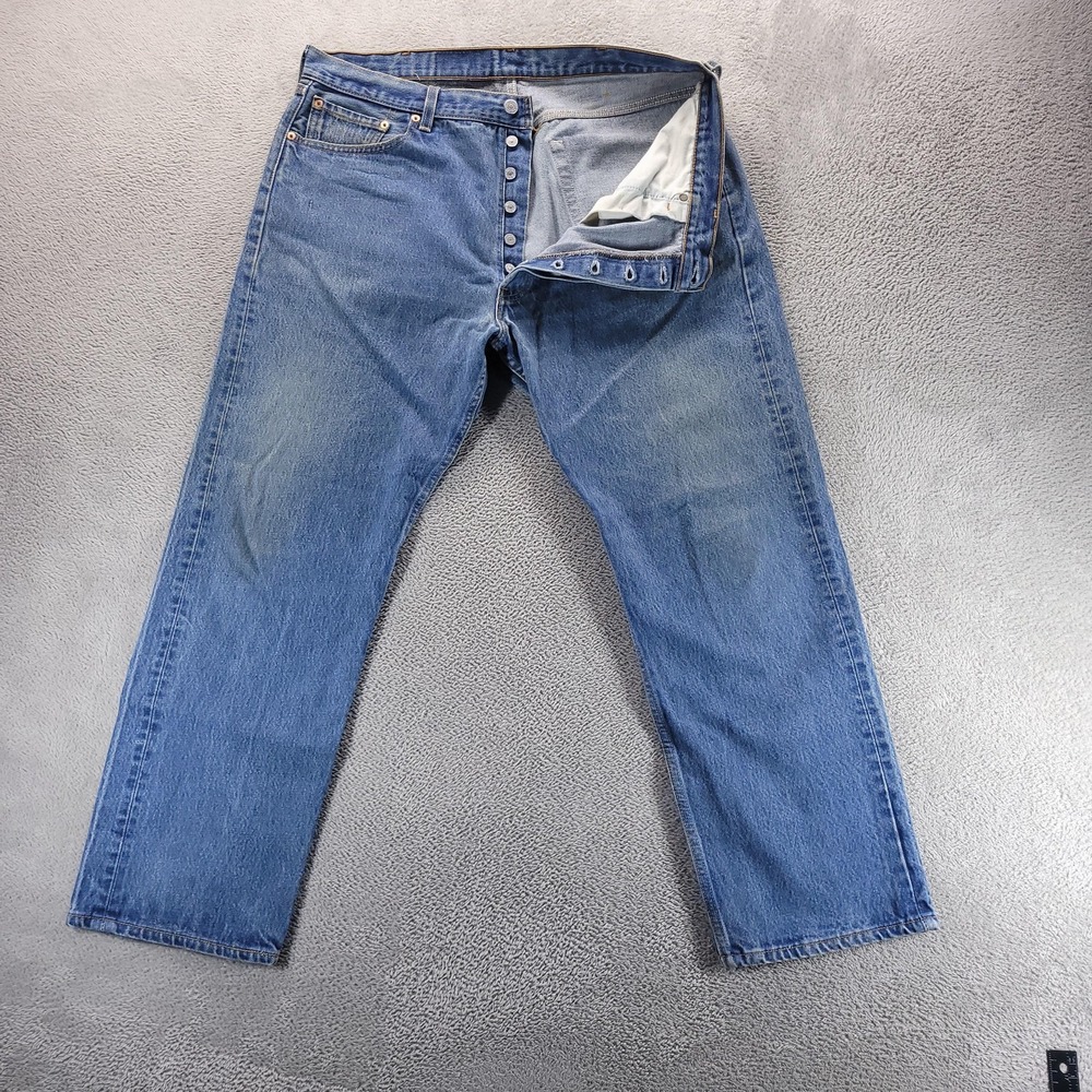 VTG Levis 501 Jeans Mens 40x28 Blue Regular Straight Button Fly Made In USA Y2K
